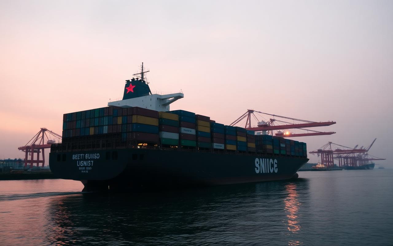 Out of the port at dusk